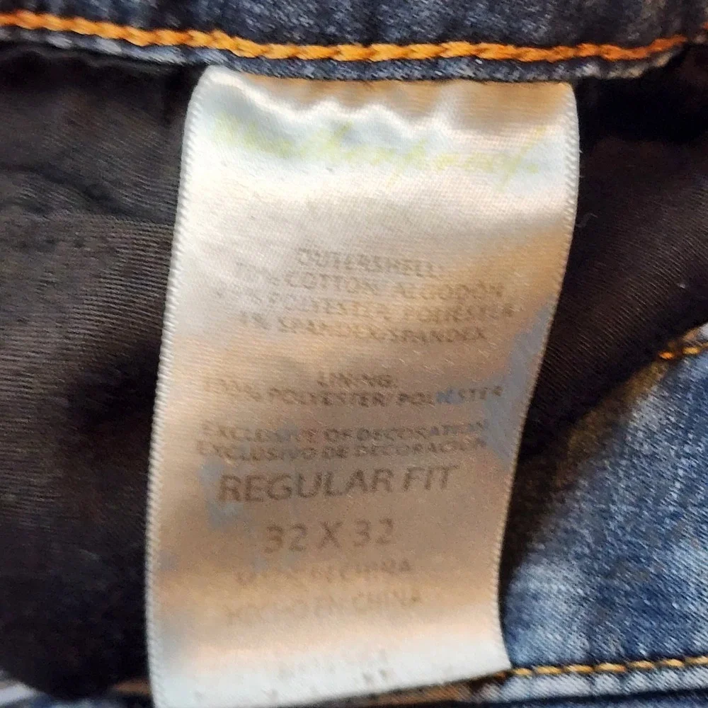 Weatherproof Vintage Fleece Lined Men's Regular Fit Distressed Jeans  32x32 Blue